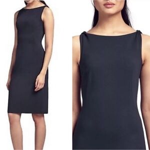 MM Lafleur Lydia Twist Strap Navy Blue Ponte Knit Sleeveless Sheath Dress - 2